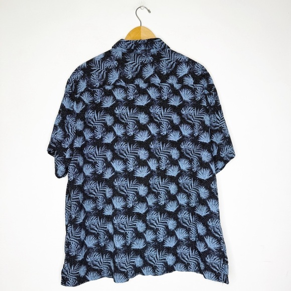Nat Nast Men's Black and Blue Leaf Print Shirt Short Sleeve Button Front Size XL - Picture 2 of 5
